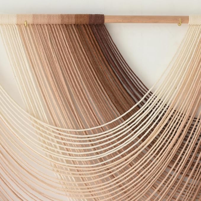 Macrame Wall Hanging Dip Dyed Large Boho Brown Fiber Wall Art 57"W*39"L | Hand - Image 6