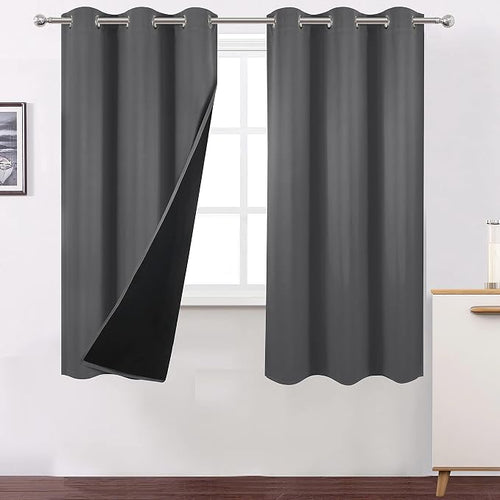 100% Blackout Curtains 40 x 63 Inch/Grey Curtains 2 Panels by Lemomo