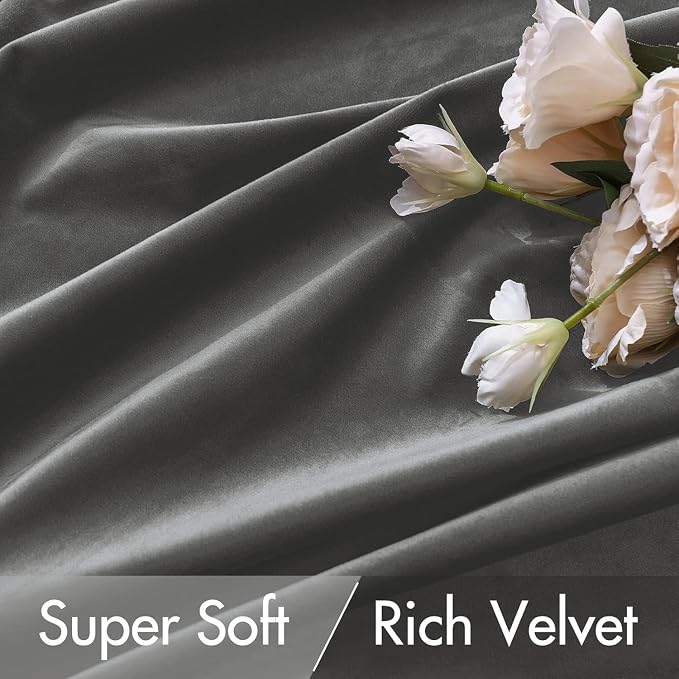 MIULEE Velvet Curtains 52x96 inches 2 Panels Gray Blackout Curtains | Luxury - Image 4