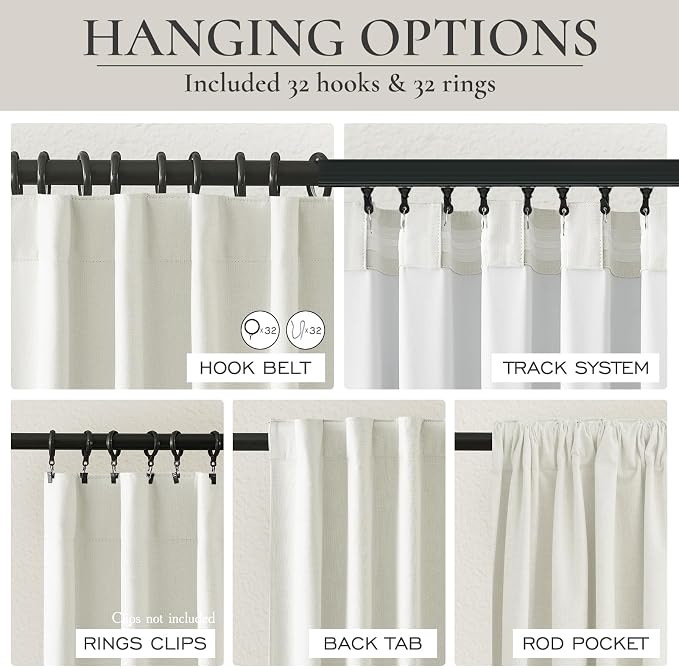 QJmydeco 102 Inch Long Curtains, Decorative 100 Percent Rod Pocket Blackout - Image 4