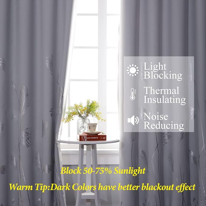 Greyish White Curtains for Bedroom 63 Inches Length Thermal Insulated Window - Image 6