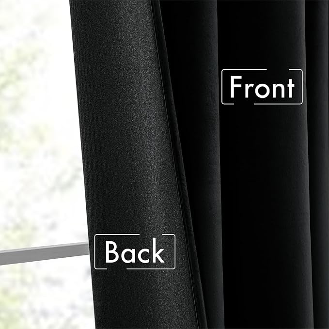MIULEE Black Velvet Pinch Pleat Blackout Curtains W52 X L84 Inches | 2 Panels - Image 6