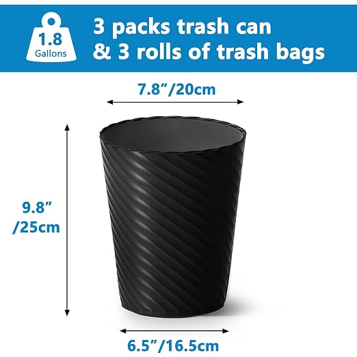 Lysam Bathroom Trash Can 8 Pack, 1.8 Gallon Small Trash Can - Image 3
