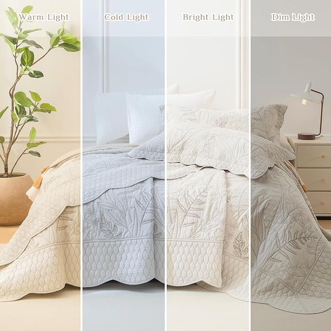 CozyTide Oversized King Bedspread 120"x120", Wheat Botanical Leaves Pattern - Image 5