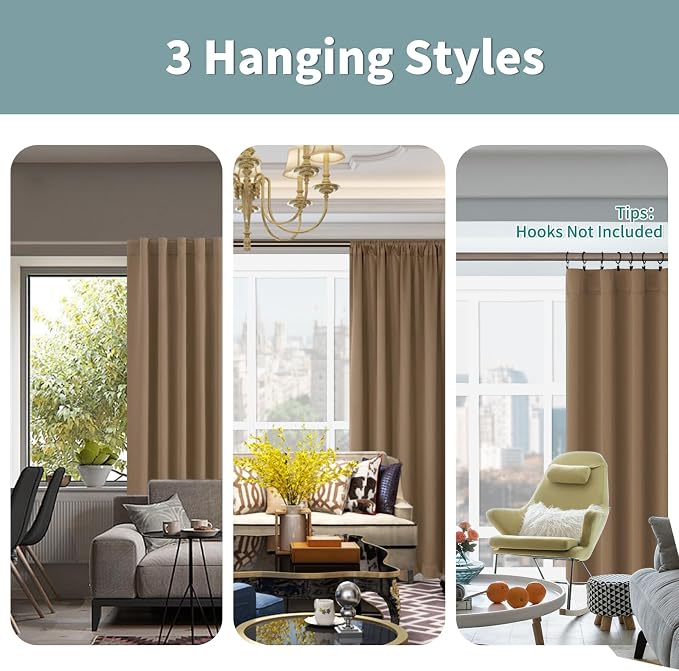 BGment Taupe Blackout Curtains 78 Inches Long - Image 3