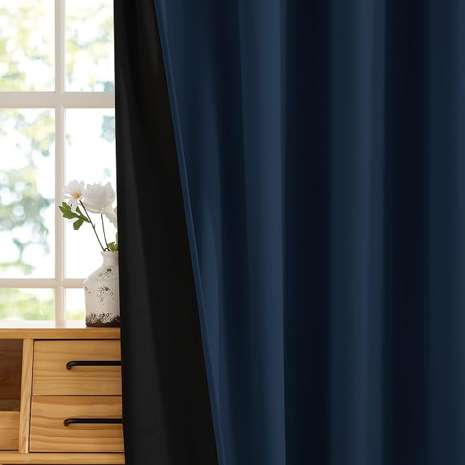 RYB HOME 100% Blackout Curtains 63 inches Length, Thermal Insulated | Total - Image 6