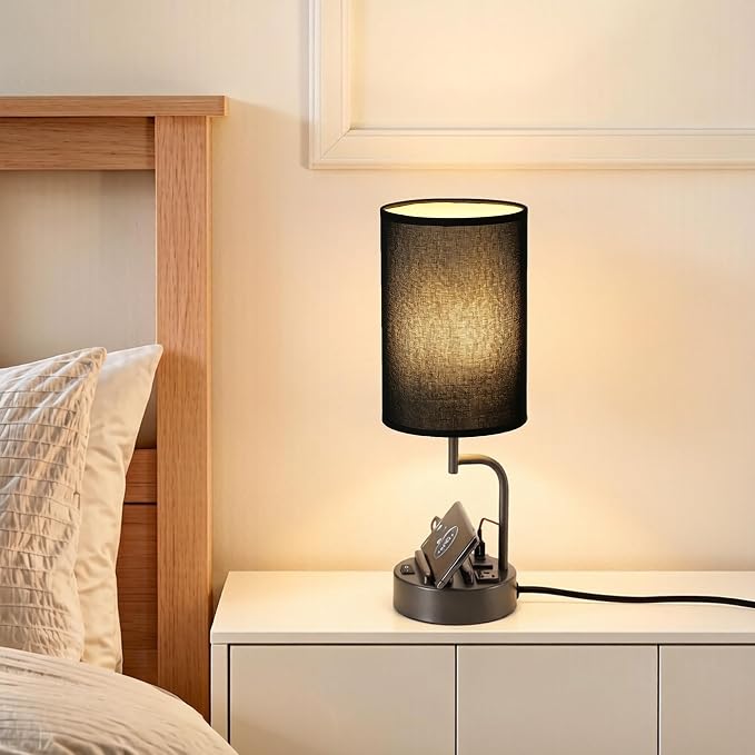Dreamholder Table Lamp with 3 USB Charging Ports, Modern Desk Lamp with AC - Image 6