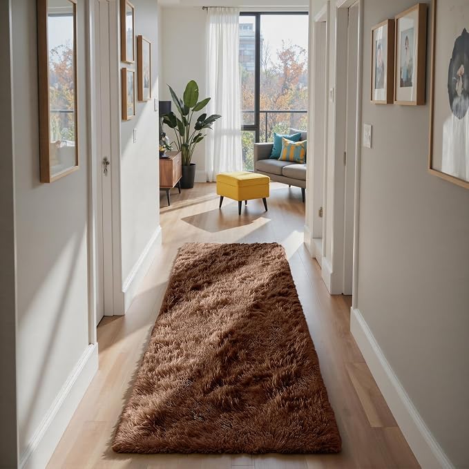 Brown 3x7 Area Rugs for Bedroom, Fluffy Shag Rug Small Rug Bedroom Carpet | by Yongyangjuxi
