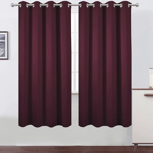 100% Blackout Curtains 52 x 72 Inch/Burgundy Red Curtains 2 Panels - Image 2