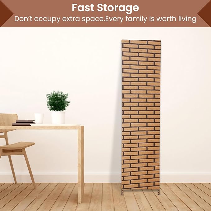 Room Divider Wall Divider 6FT 4 Panels Wood Mesh Hand-Woven Indoor Room Screen - Image 5