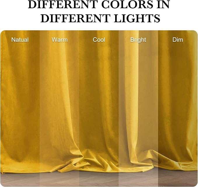 RYB HOME Mustard Yellow Velvet Curtains 84 inches - Image 7
