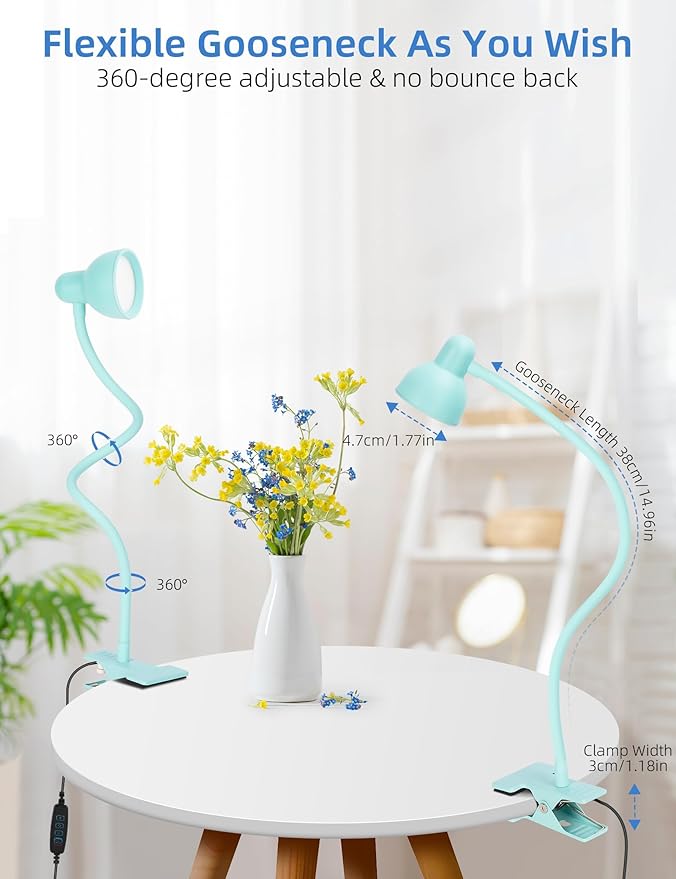 LiFMIRA Reading Light for Bed, Clip-on Desk Lamp 3 Color Modes Teal | 10 - Image 5