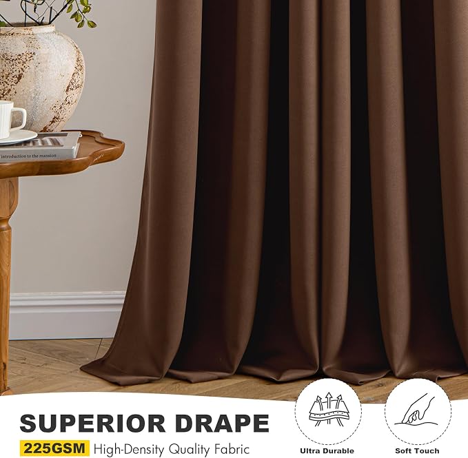 MIULEE Blackout Curtains for Bedroom 2 Panels 40 x 54 Inch Long Mocha Brown | - Image 5