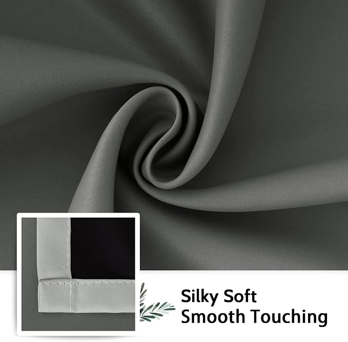 SimpleHome 100% Blackout Ombre Bedroom Curtains Grey and Greyish White - Image 7