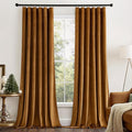 MIULEE Fall Golden Brown Velvet Blackout Curtains Pinch Pleat 52" Wx96 L | 2 by MIULEE