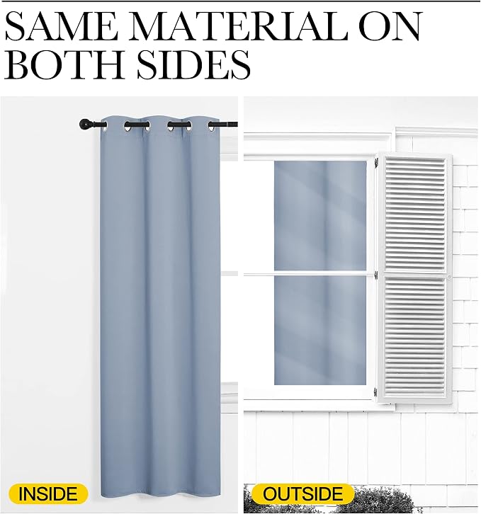 NICETOWN Vintage Blue Blackout Curtains 102 inches Length - Image 5