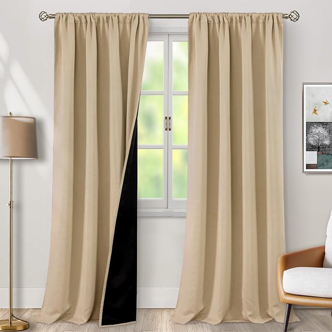 BGment Beige Blackout Curtains for Living Room 95 Inch Length 2 Panels | by BGment