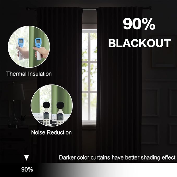 Blackout Curtains 108 Inches Back Tab/Rod Pocket Thermal Insulated Room - Image 6