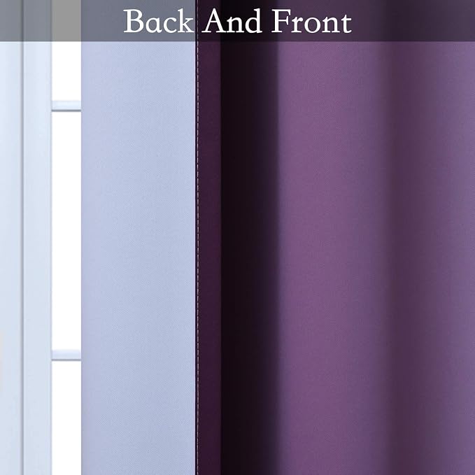 SimpleHome Ombre Purple to Grey White Curtains - Image 6