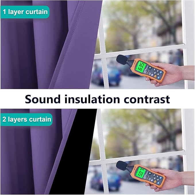 NICETOWN Lilac Purple 100% Blackout Curtains 45 inches Long, Thermal Insulated - Image 4
