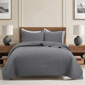 Cozy Line Home Fashions 100% Cotton Quilt Set – 3-Piece Charcoal Gray Solid by CozyLineHomeFashions