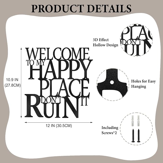 Black Metal Wall Art Funny Bathroom Office Kitchen Bar Garden Living Room Wall - Image 4