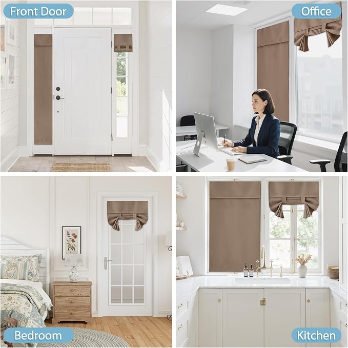 RYB HOME Blackout French Door Curtain, No Drill, W26 x L72, 1 Panel | Self - Image 9