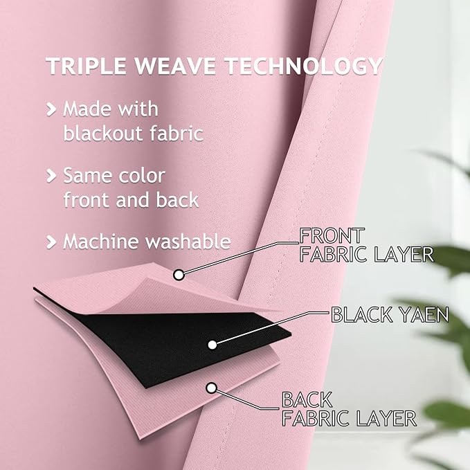COSVIYA Grommet Room Darkening Pink Curtains 84 inch Long - Image 3