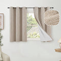 Short Beige Blackout Curtains 45 Inch Length Each 38 Wide 2 Panels | Thermal by Lajode