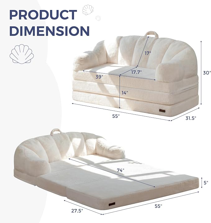 MAXYOYO Folding Sofa Bed, 2 in 1 Convertible Sofa to Lounger | Comfy Loveseat - Image 2