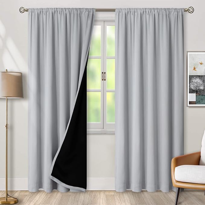 BGment Light Grey 100% Blackout Curtains - Image 2