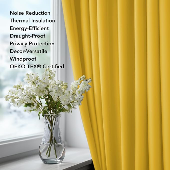 Deconovo Extra Long Blackout Curtains Back Tab and Rod Pocket Thermal Insulated - Image 4