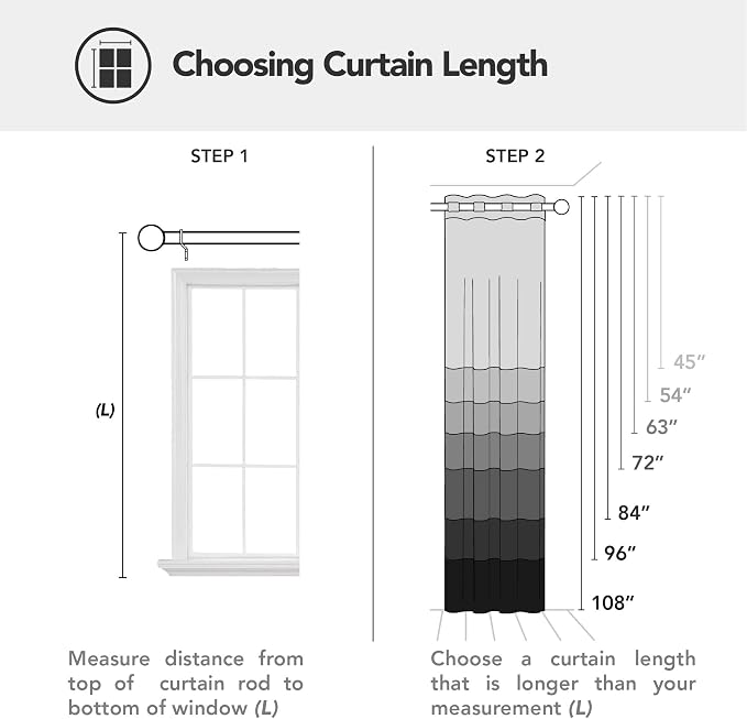 Deconovo Curtains for Living Room, Pattern Blackout Curtains 45 Inches Long | - Image 6
