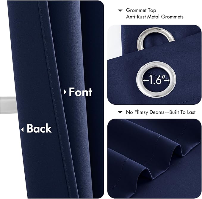 MIULEE Blackout Curtains for Bedroom 2 Panels 40 x 40 Inch Long Navy Blue | - Image 4