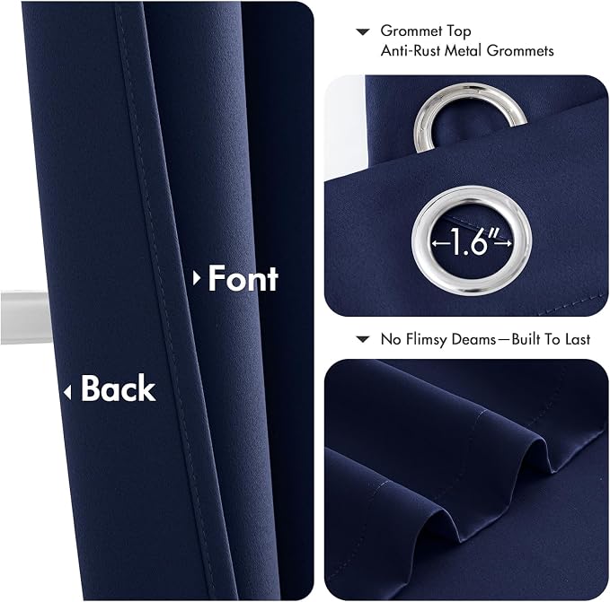 MIULEE Blackout Curtains for Bedroom 2 Panels 50 x 84 Inch Long Navy Blue | - Image 4