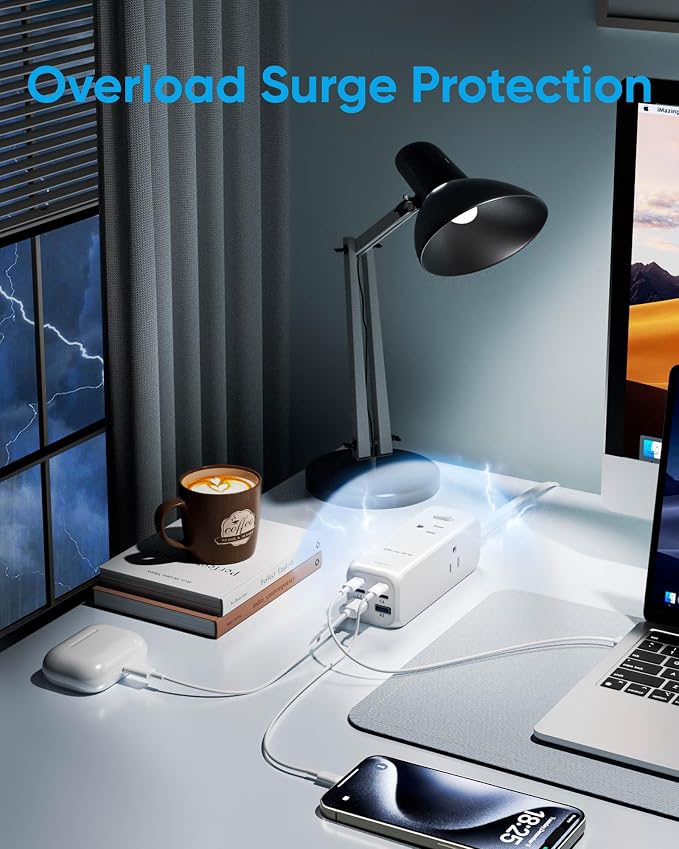 Olcorife USB Power Strip with 3 AC Outlets 6 USB Ports, 5 FT | 145W USB Power - Image 5
