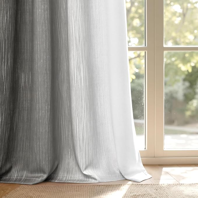 MIULEE Grey and Greyish White Ombre Blackout Curtains 52Wx63L Set of 2 | Full - Image 9