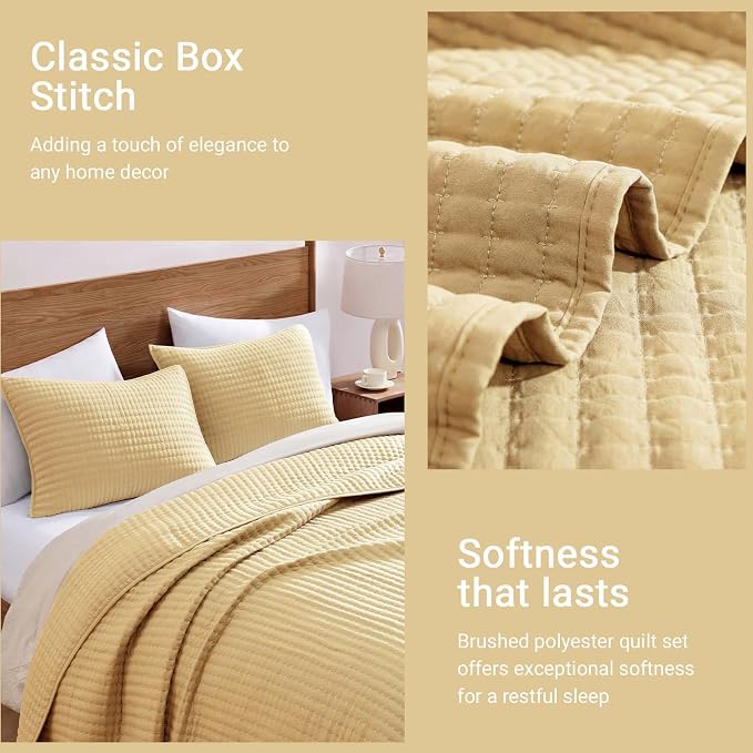 Twin Quilt-Lightweight Bedspreads Yellow Twin Quilt Bedding Set | Soft Coverlet - Image 6