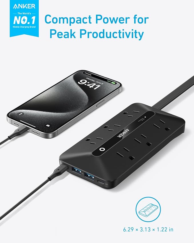 Anker 300J Flat Plug 10-in-1 Ultra Thin Power Strip - Image 2