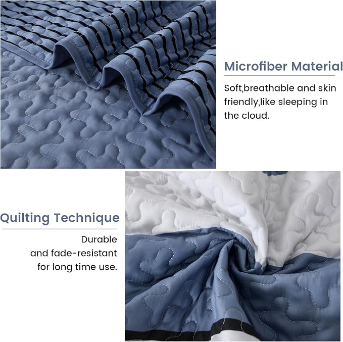 Dinjoy Queen Boho Striped Quilt Set, Breathable All-Season, 3-Piece Set Fits - Image 5