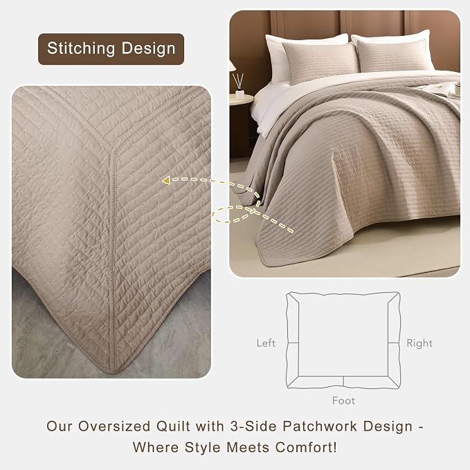 Lady Ann Oversized King Quilt Bedspread Set 120x120, 3 Pieces Extra Large - Image 4