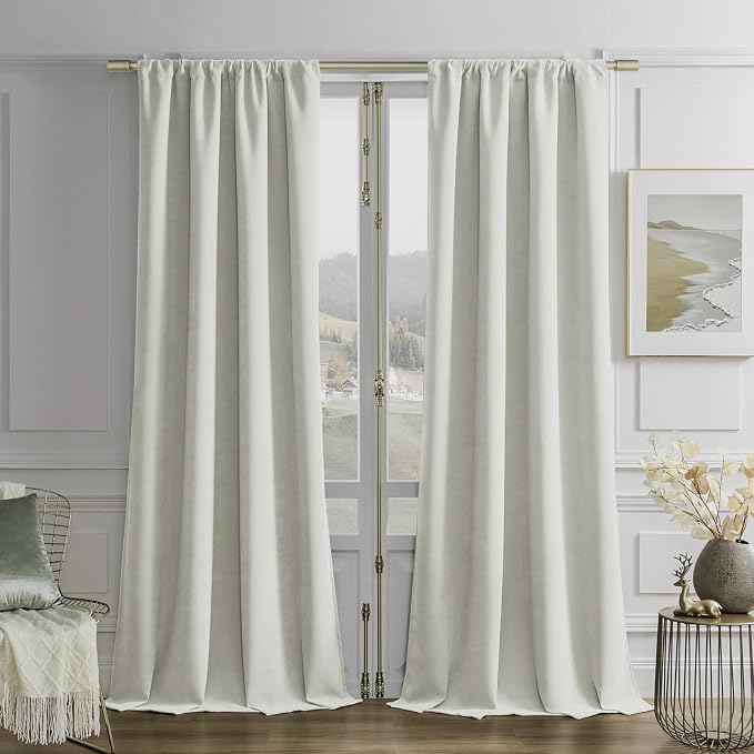 Joydeco Velvet Blackout Curtains Black Out Curtain 90 Inch Drapes | by JOYDECO