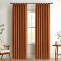 Pinch Pleated Full Blackout Faux Linen Curtains 84 Inches Long | Burnt Orange by 100BlackoutShield