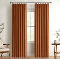 Pinch Pleated Full Blackout Faux Linen Curtains 90 Inches Long | Burnt Orange by 100BlackoutShield