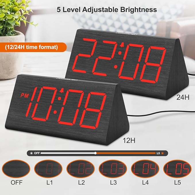 DreamSky Wooden Digital Alarm Clock - Image 4