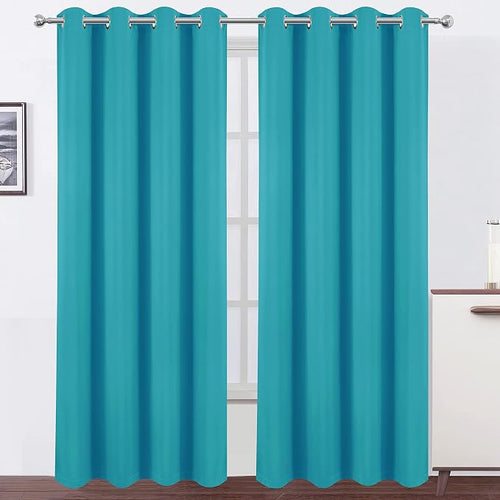 100% Blackout Curtains 52 x 84 Inch/Teal Curtains 2 Panels - Image 2