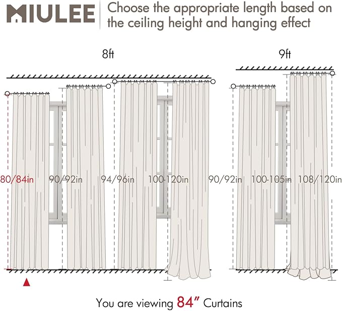 MIULEE 100% Blackout Back Tab Pleat Linen Curtains 50" Wx72 L, Thick Faux Linen - Image 7