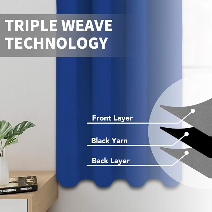 Easy-Going Thermal Grommet Blackout Curtains, 2 Panels 52x108 in | Classic Blue - Image 3