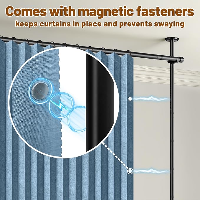 AJAZZ Room Divider Curtain+ Tension Curtain Rod No Drilling 43-120× 35-100 in - Image 7