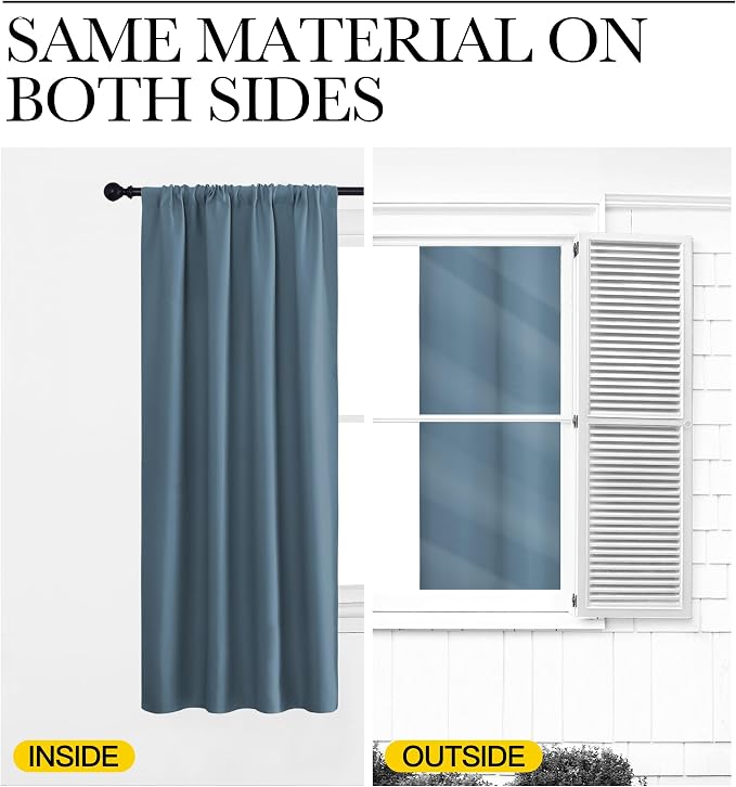NICETOWN RV Blackout Curtains for Camper Windows, Smoky Blue, Short Blackout - Image 5